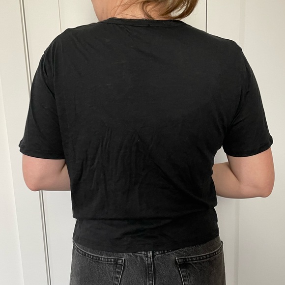 NWT Neely Black Short Sleeve Top with Chest Cutout - Picture 2 of 6